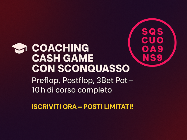 Lottomatica Goldbet Ipoker Pokerstars Sisal Cash Race Omaha Race Twister Race Spin and Go Classifiche Esclusive Poker Texas Hold'em Gioco PLO Omaha GTO strategia solver exploitativa Coaching Sconquasso Sconquasso99 Coach NL50 NL25 NL10